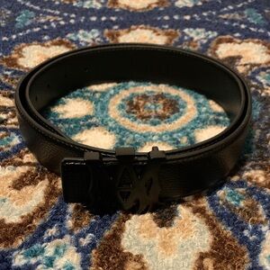 AMIRI Black Leather Belt with Signature Buckle